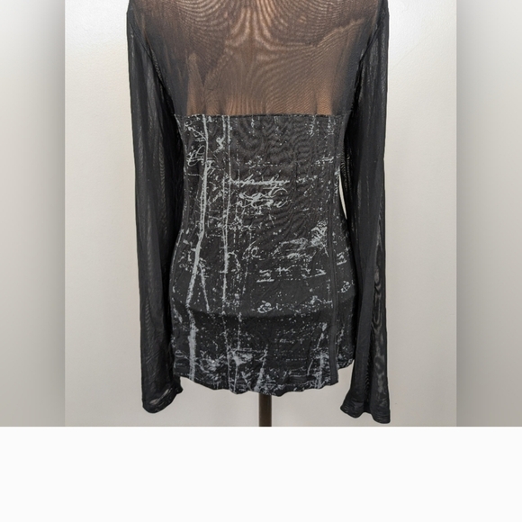 Affliction Womens Battle Zone Lace Up Top Mesh Back/Sleeves. XL - Picture 8 of 9